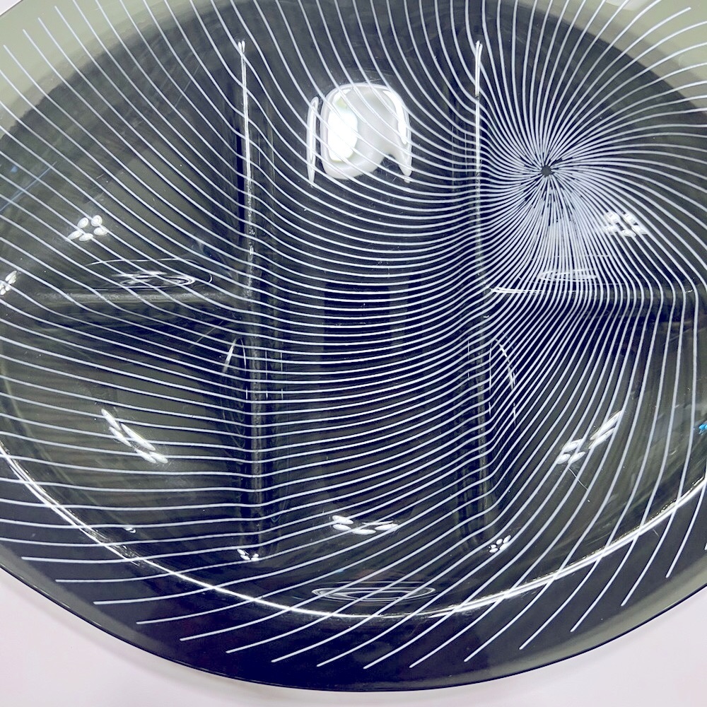 Vintage 1960’s Black and White Studio Art Handblown Glass Platte…